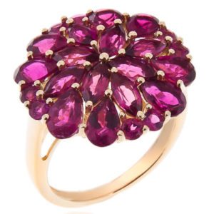 18ct Yellow Gold Rubellite Flower Ring
