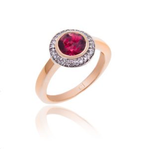 18ct Rose Gold Pink Tourmaline and Diamond Ring
